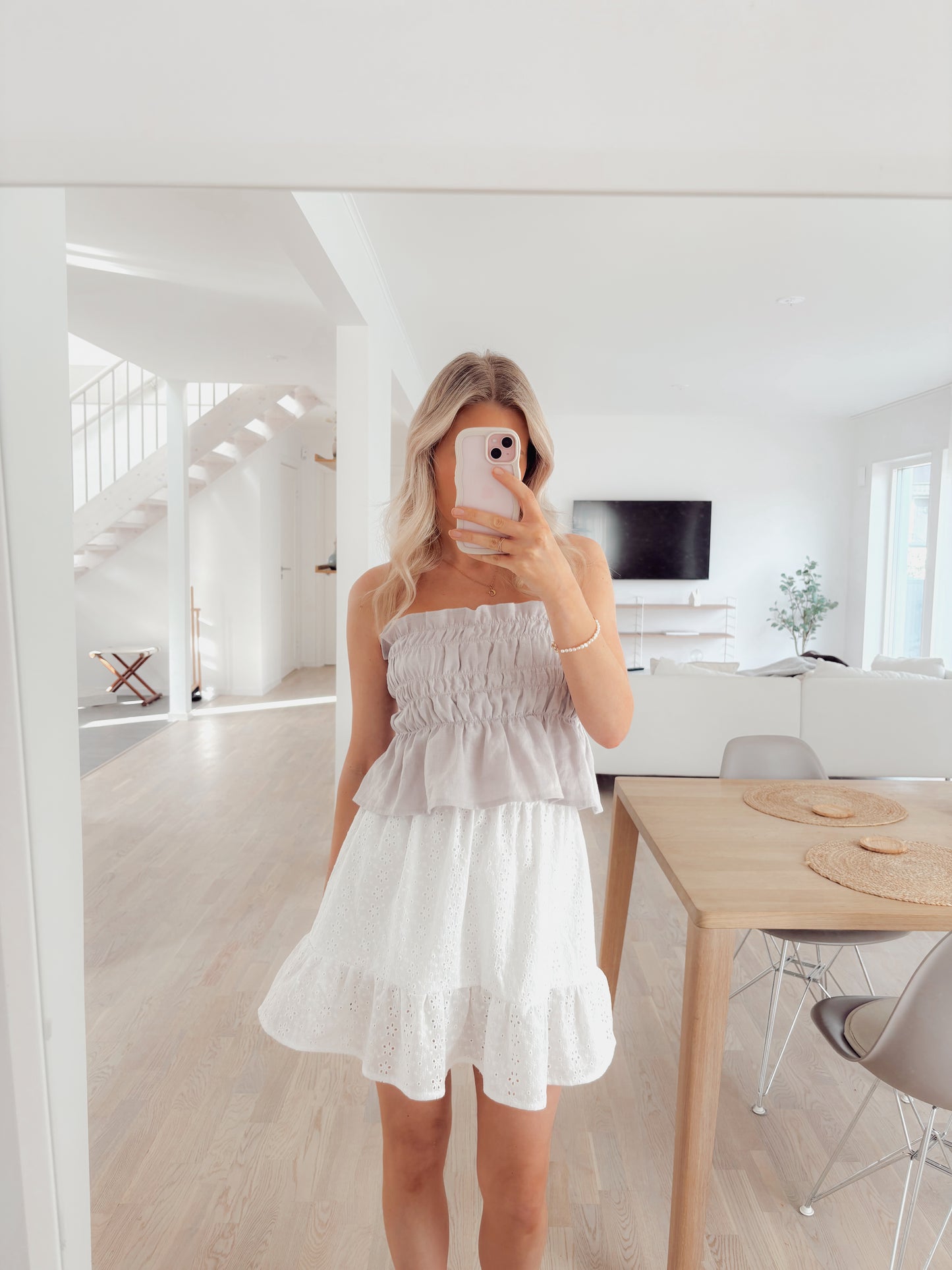 Leah top linen (white, gray)