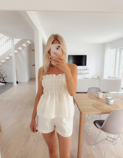 Leah top linen (white, gray)