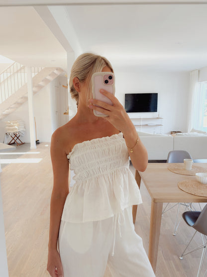 Leah top linen (white, gray)